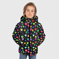 Куртка зимняя для мальчика В смайликах, цвет: 3D-светло-серый — фото 2