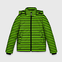 Зимняя куртка для мальчика Кислотный зелёный в чёрную полоску