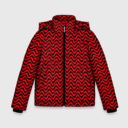 Зимняя куртка для мальчика Чёрно-красный искажённые полосы