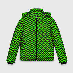 Куртка зимняя для мальчика Искажённые полосы кислотный зелёный, цвет: 3D-черный