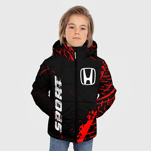 Зимняя куртка для мальчика Honda red sport tires / 3D-Черный – фото 3