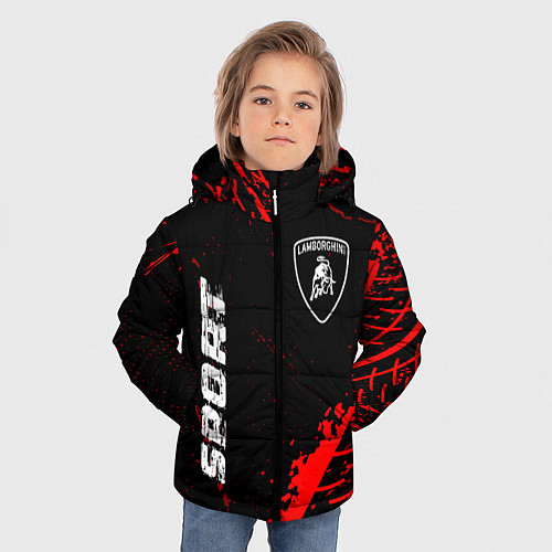 Зимняя куртка для мальчика Lamborghini red sport tires / 3D-Черный – фото 3
