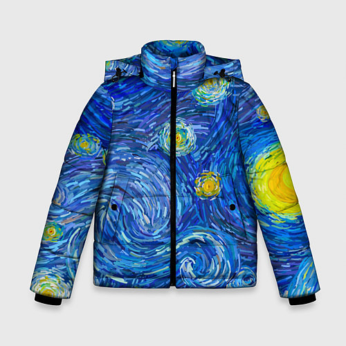 Зимняя куртка для мальчика Мазки ван гога / 3D-Светло-серый – фото 1