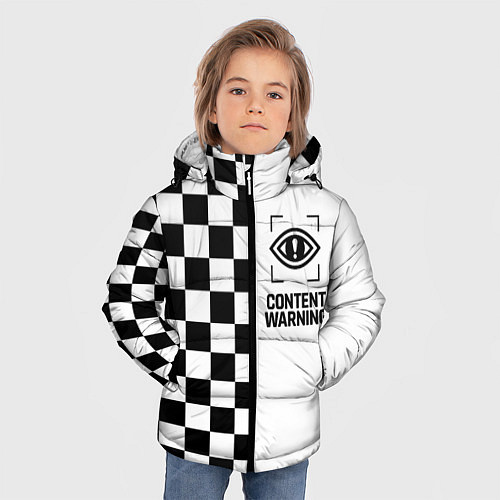 Зимняя куртка для мальчика Content Warning шашечки / 3D-Черный – фото 3