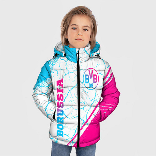 Зимняя куртка для мальчика Borussia neon gradient style вертикально / 3D-Черный – фото 3