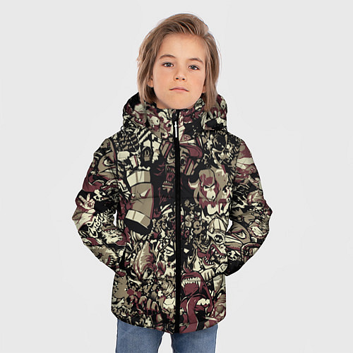 Зимняя куртка для мальчика Граффити патерн / 3D-Черный – фото 3