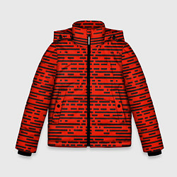 Зимняя куртка для мальчика Чёрные полосы на красном фоне