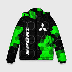 Куртка зимняя для мальчика Mitsubishi green sport hexagon, цвет: 3D-черный