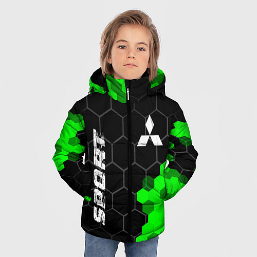 Зимняя куртка для мальчика Mitsubishi green sport hexagon / 3D-Черный – фото 3