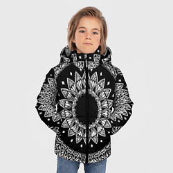 Куртка зимняя для мальчика Мандала черно-белая с лепестками, цвет: 3D-черный — фото 2