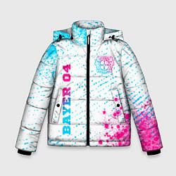 Куртка зимняя для мальчика Bayer 04 neon gradient style вертикально, цвет: 3D-черный
