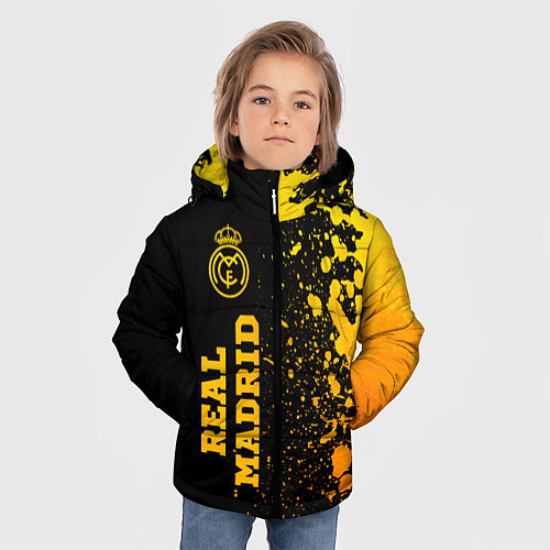 Зимняя куртка для мальчика Real Madrid - gold gradient по-вертикали / 3D-Черный – фото 3