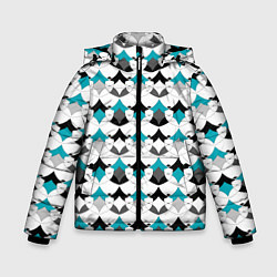 Куртка зимняя для мальчика Разноцветный черный голубой с белым геометрический, цвет: 3D-светло-серый