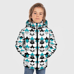 Куртка зимняя для мальчика Разноцветный черный голубой с белым геометрический, цвет: 3D-светло-серый — фото 2