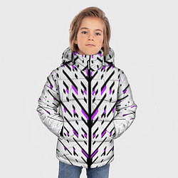 Куртка зимняя для мальчика Black and purple stripes on a white background, цвет: 3D-красный — фото 2