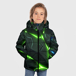 Куртка зимняя для мальчика Яркий неоновый свет из разлома плит, цвет: 3D-светло-серый — фото 2