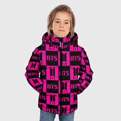 Куртка зимняя для мальчика BTS pattern pink logo, цвет: 3D-черный — фото 2