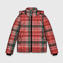 Зимняя куртка для мальчика Красно-серая шотландская клетка
