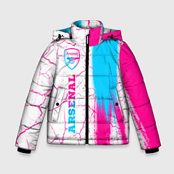 Куртка зимняя для мальчика Arsenal neon gradient style по-вертикали, цвет: 3D-черный