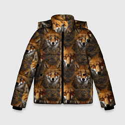 Зимняя куртка для мальчика Лакшери паттерн с золотыми лисицами