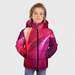 Куртка зимняя для мальчика Красно-розовый энергетический хаос волн, цвет: 3D-черный — фото 2