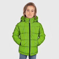 Куртка зимняя для мальчика Ярко-зелёный в маленькие чёрные полоски, цвет: 3D-черный — фото 2