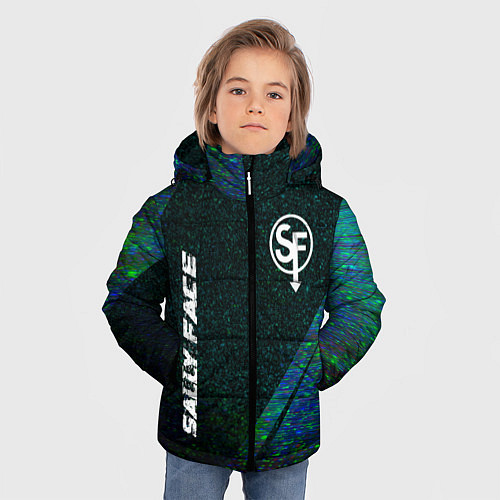 Зимняя куртка для мальчика Sally Face glitch blue / 3D-Черный – фото 3