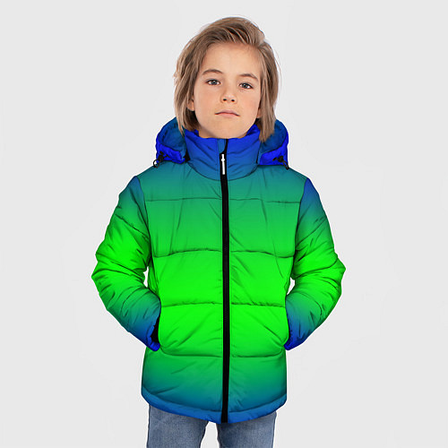 Зимняя куртка для мальчика Зелёный градиент текстура / 3D-Черный – фото 3