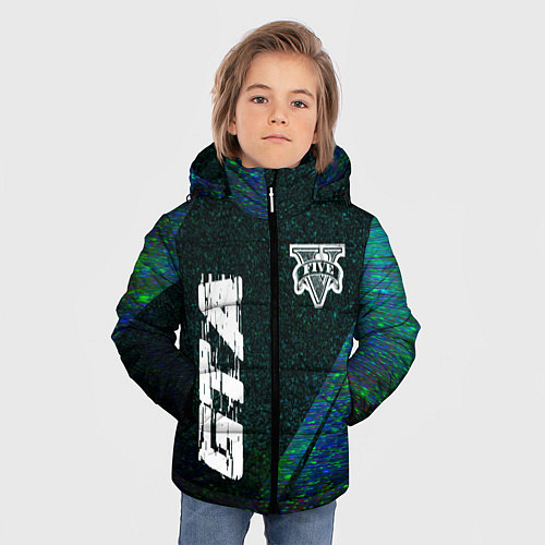 Зимняя куртка для мальчика GTA glitch blue / 3D-Черный – фото 3