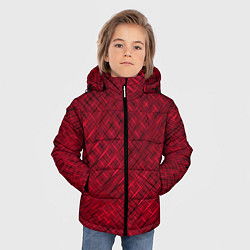 Куртка зимняя для мальчика Тёмно-красный однотонный текстурированный, цвет: 3D-черный — фото 2