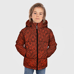 Куртка зимняя для мальчика Сочный коричневый однотонный текстурированный, цвет: 3D-черный — фото 2