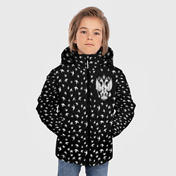 Куртка зимняя для мальчика Герб РФ и ласточки на чёрном, цвет: 3D-светло-серый — фото 2