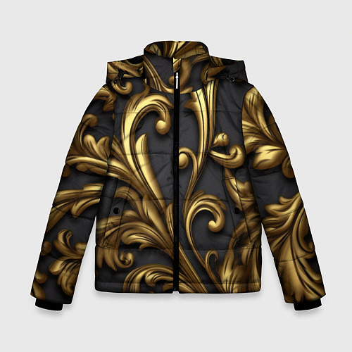 Зимняя куртка для мальчика Яркие золотые объемные узоры / 3D-Светло-серый – фото 1