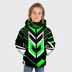 Куртка зимняя для мальчика Полосы и зелёно-белый шестиугольник, цвет: 3D-красный — фото 2