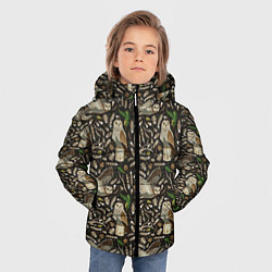 Куртка зимняя для мальчика Совы в сосновом лесу, цвет: 3D-черный — фото 2