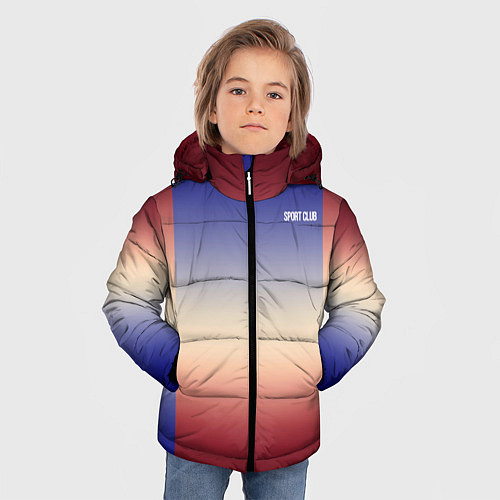 Зимняя куртка для мальчика Красный-синий градиентный узор / 3D-Красный – фото 3