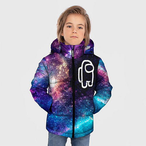 Зимняя куртка для мальчика Among Us space game logo / 3D-Черный – фото 3