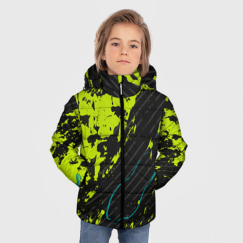 Зимняя куртка для мальчика Абстрактный узор с концепцией / 3D-Черный – фото 3