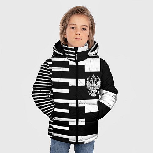 Зимняя куртка для мальчика Россия геометрия / 3D-Черный – фото 3
