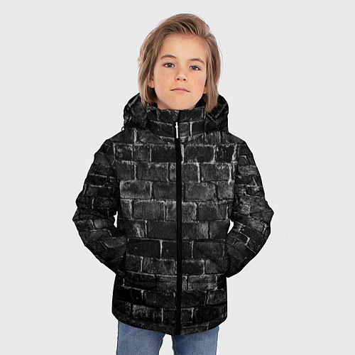 Зимняя куртка для мальчика Текстура темного кирпича / 3D-Черный – фото 3