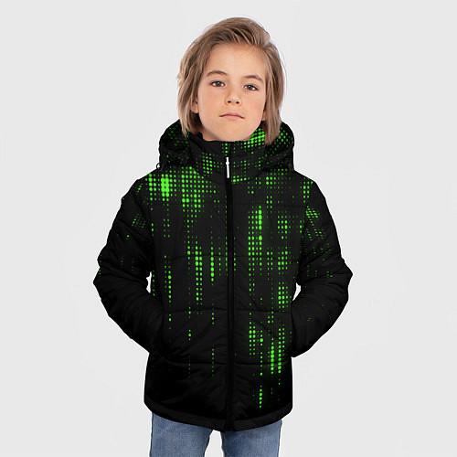 Зимняя куртка для мальчика Геометрический эффект матрицы / 3D-Черный – фото 3