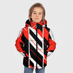 Куртка зимняя для мальчика Black and red stripes on a white background, цвет: 3D-красный — фото 2