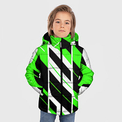 Куртка зимняя для мальчика Black and green stripes on a white background, цвет: 3D-красный — фото 2