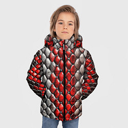 Куртка зимняя для мальчика Змеиная объемная текстурная красная шкура, цвет: 3D-черный — фото 2
