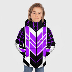 Куртка зимняя для мальчика Purple and black stripes on a white background, цвет: 3D-светло-серый — фото 2