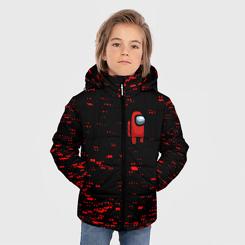 Зимняя куртка для мальчика Among us текстура краски / 3D-Черный – фото 3