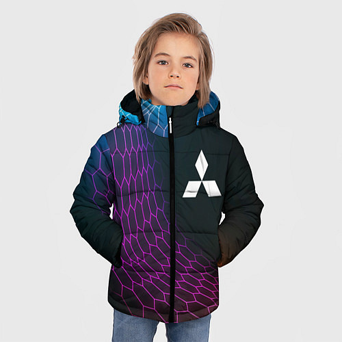 Зимняя куртка для мальчика Mitsubishi neon hexagon / 3D-Черный – фото 3