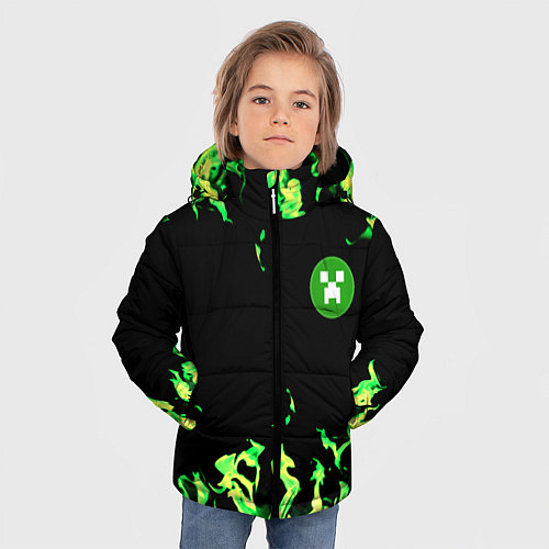 Зимняя куртка для мальчика Minecraft green flame / 3D-Черный – фото 3
