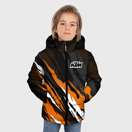 Зимняя куртка для мальчика KTM - Рваный гексагон / 3D-Черный – фото 3