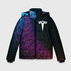 Куртка зимняя для мальчика Tesla neon hexagon, цвет: 3D-черный